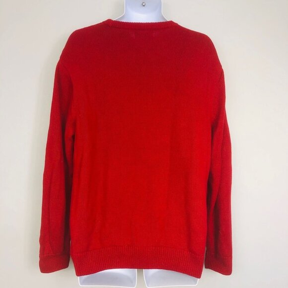 Chaps Mens L Sweater Red Long Sleeve Crew Neck Knit Pullover New - Picture 5 of 8